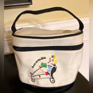 vintage y2k NWOT Shopping Girl “Book Worm Babe” canvas travel cosmetic case 7x6”